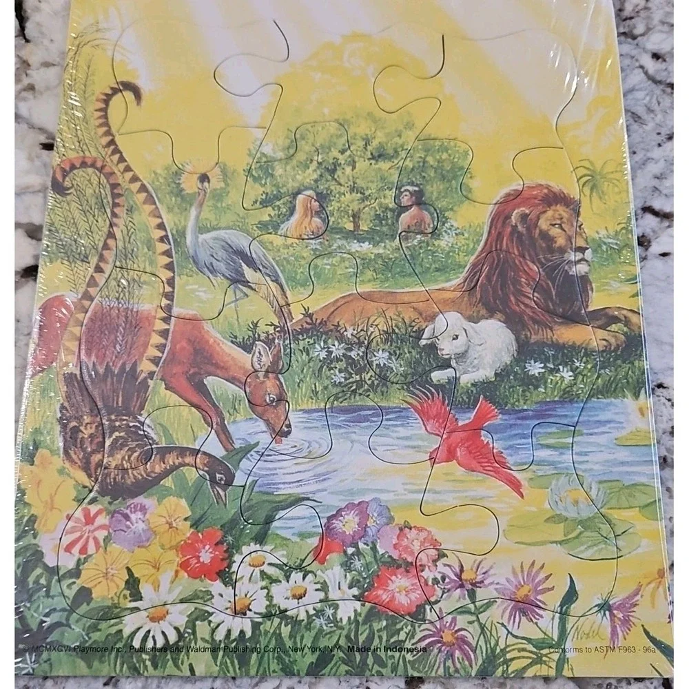 Vintage 1996  Frame Tray Puzzles Noah And The Ark/ In The Beginning Lot Of 2